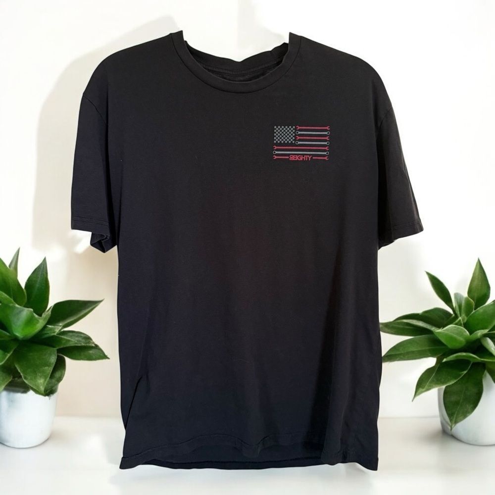 Mens 80Eighty Graphic Tee with Wrench Flag Design